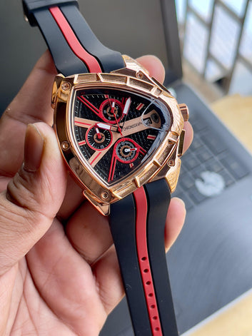 Lam.borghini Rose Gold Triangle Bezel Chronograph(quartz)