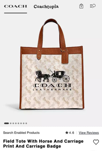 Coa.ch fi.eld horse and carriage tote bag