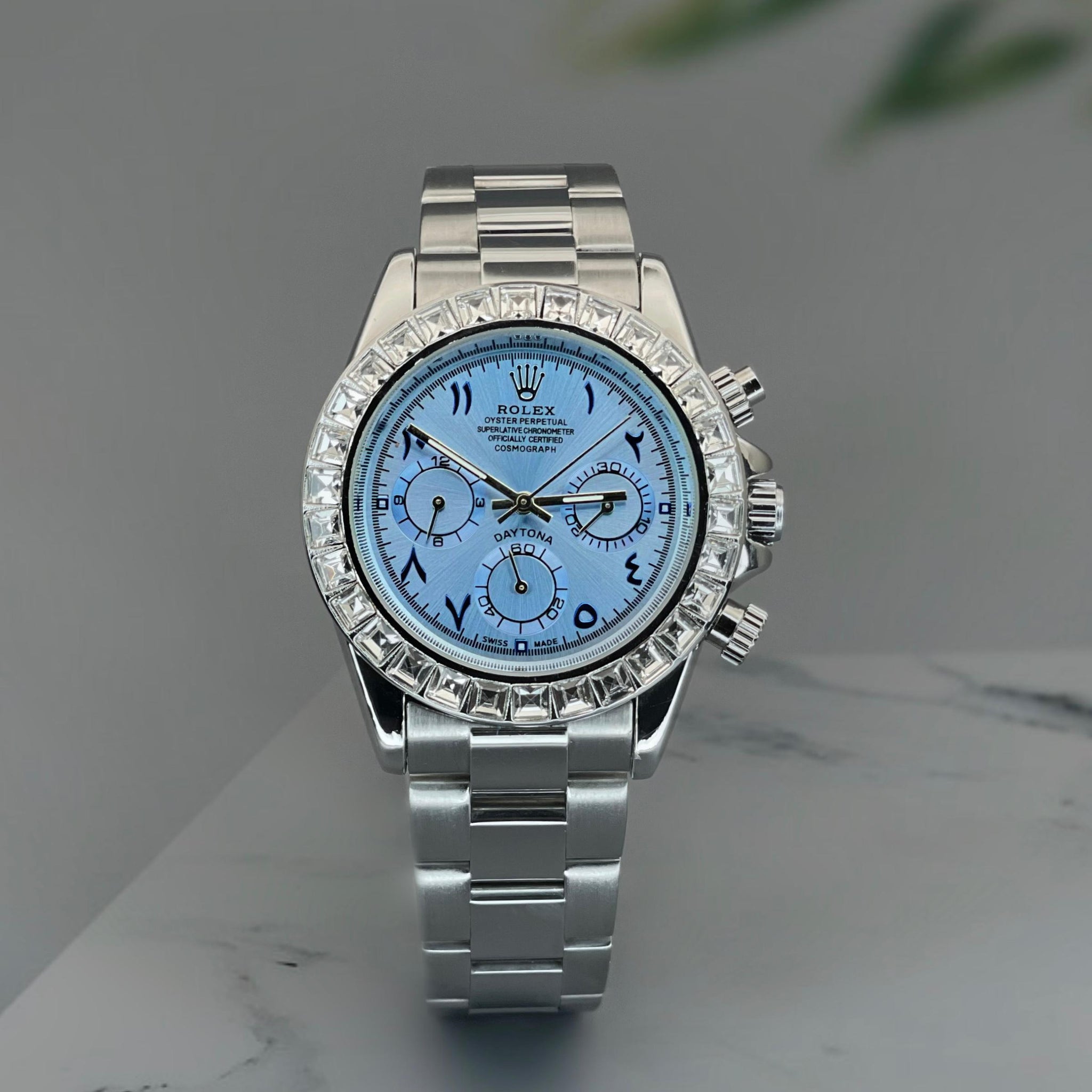 Rol.ex Daytona ice blue Arabic quartz