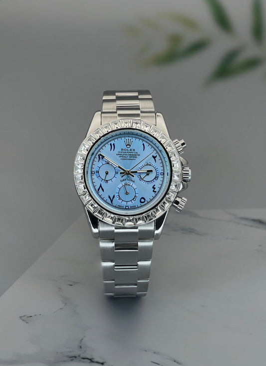 Rol.ex Daytona ice blue Arabic quartz